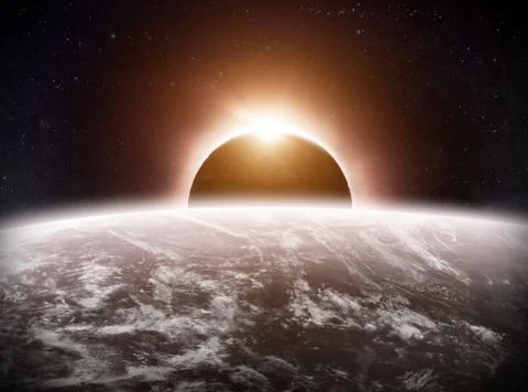 Eclipse on the planet Earth Stock Illustration