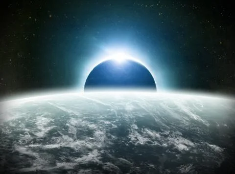 Eclipse on the planet Earth Illustrazione stock