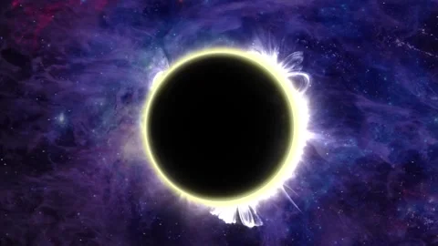 Eclipse Purple Space and Solar Flares 4K Stock Footage 270417580