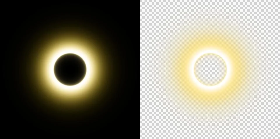 Eclipse Ring Light Golden Glowing with Transparent Center Void and Radiant Halo  Stock Illustration