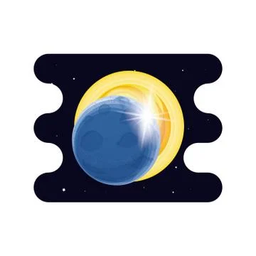 Eclipse solar space scene Stock Illustration