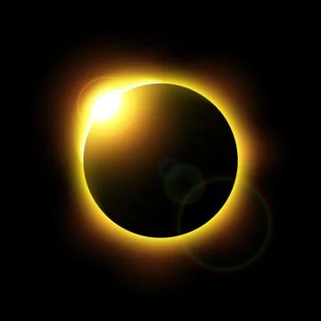 Eclipse of the sun and flare . Vector . Ilustração Stock