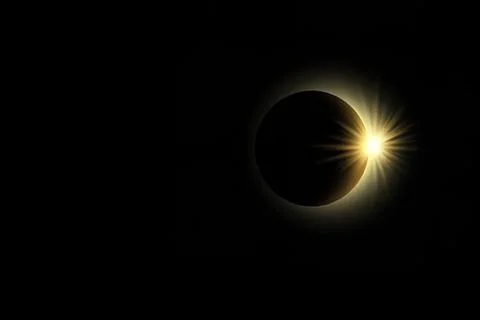 Eclipse of the sun with bright sunlight and darkness Stock Illustration