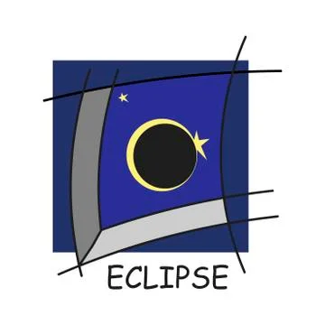 Eclipse of the sun . Hand drawn illustration. Vector abstract background with Ilustração Stock