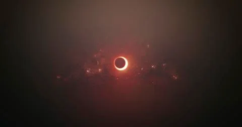 Eclipse of the Sun in nearby solar system. Ilustração Stock