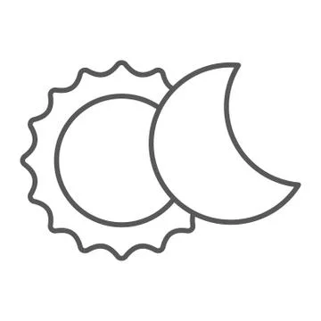 Eclipse thin line icon, space and astronomy, solar Stock Illustration