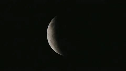 Eclipsing Dark Crescent Moon in The Night 動画素材 198165042