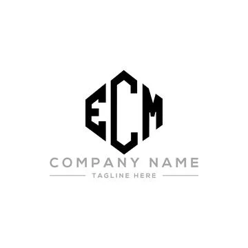 ECM letter logo design with polygon shape. ECM polygon and cube shape logo .. Stock Illustration