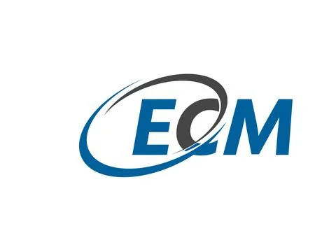 ECM letters creative modern elegant swoosh logo design Stock Illustration