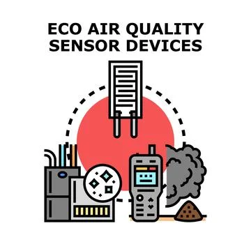 Eco air quality sensor devices for environmental monitoring Stock-Illustration