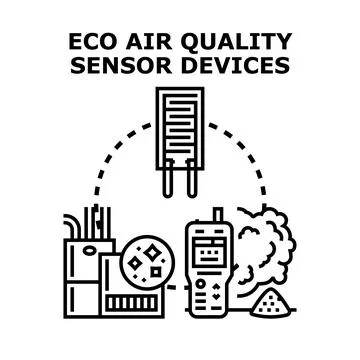 Eco air quality sensor devices for environmental monitoring Stock Illustration