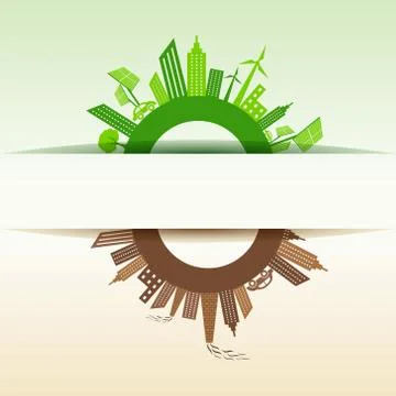 Eco and Polluted city concept stock vector Illustrazione stock