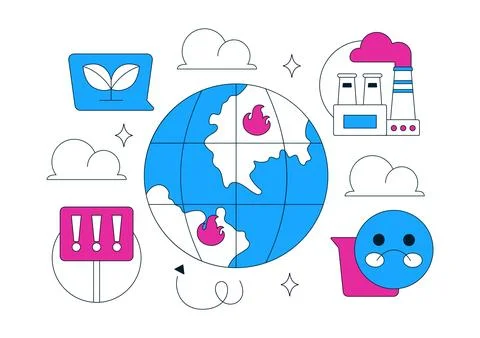 Eco Anxiety Support Illustration Featuring Climate Change Awareness, Emotio.. Stock Illustration