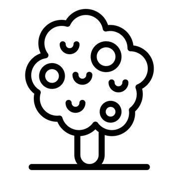 Eco apple tree growing with ripe fruits in outline style Stock Illustration