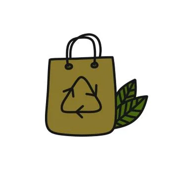Eco bag doodle icon, vector illustration Stock Illustration