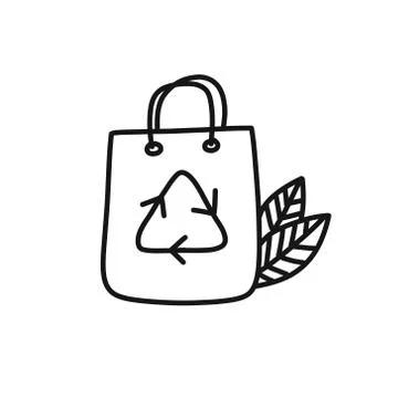 Eco bag doodle icon, vector illustration Stock Illustration