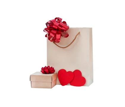 Eco bag with gift box isolate Stock Photos