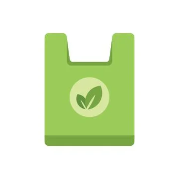 Eco bag icon flat vector. Biodegradable plastic Stock Illustration