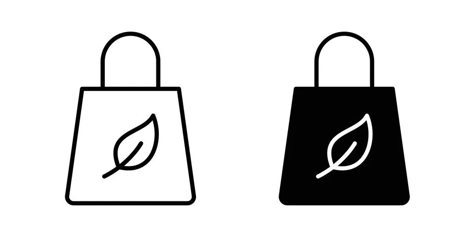 Eco bag icon solid, line, and editable vector set. Stock Illustration