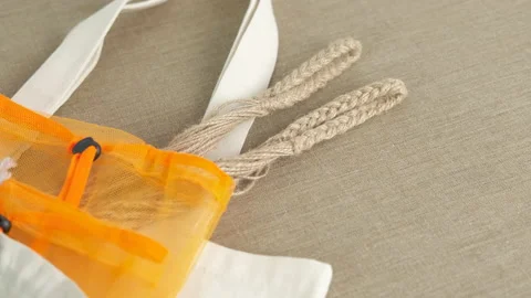 Eco bags in the kitchen. Video stock 146606628