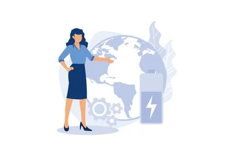 Eco battery abstract concept vector illustration. Eco charging solution, envi Stock Illustration