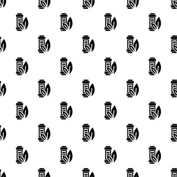 Eco battery leaf pattern seamless vector Illustrazione stock