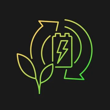 Eco battery recycling gradient vector icon for dark theme Illustrazione stock