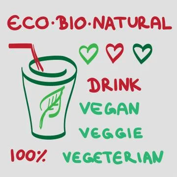 Eco bio organic vector set hand drawn Stock Illustration