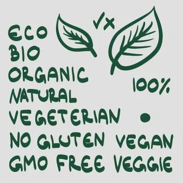 Eco bio organic vector set hand drawn Stock Illustration
