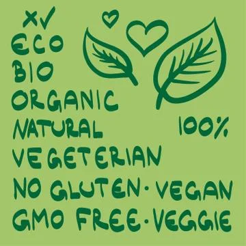 Eco bio organic vector set hand drawn Stock Illustration