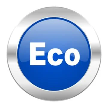 Eco blue circle chrome web icon isolated. Ilustración de archivo