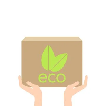 Eco box in hand,vector ecology concept Stock Illustration