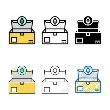 Eco box packaging color edition icon vector イラスト素材