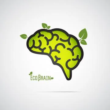 Eco Brain Abstract Vector Icon. Stock Illustration