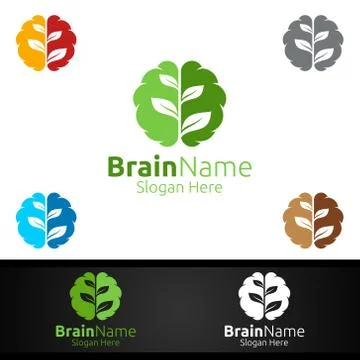Eco Brain Logo with Think Idea Concept Design Illustrazione stock