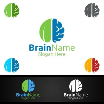 Eco Brain Logo with Think Idea Concept Design Stock Illustration