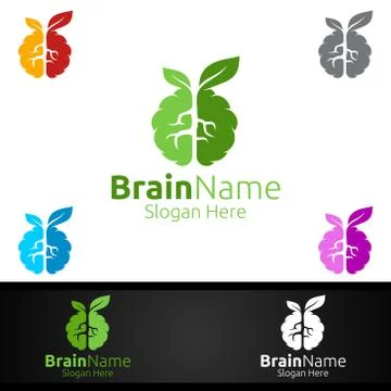Eco Brain Logo with Think Idea Concept Design Stock Illustration