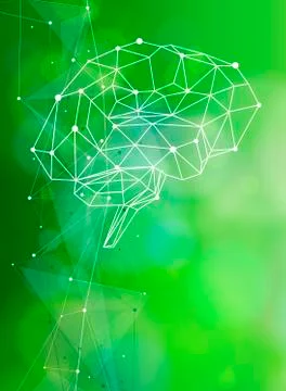 Eco Brain Network on a green technological background Stock Illustration