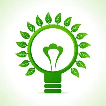 Eco bulb inside the leaf background stock vector Stock Illustration