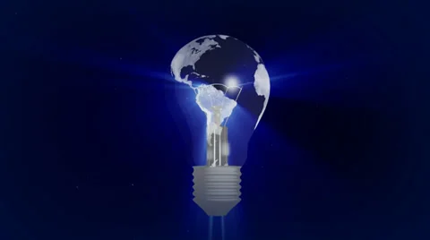 Eco bulb with world map Stock Footage 39932430