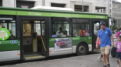 Eco bus in the centre of Milan Stock Footage 51225368