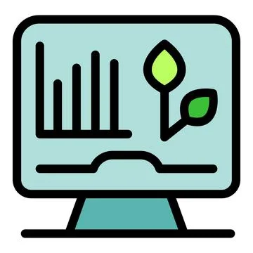 Eco business graph growing on computer screen displaying sustainable growth Stock Illustration