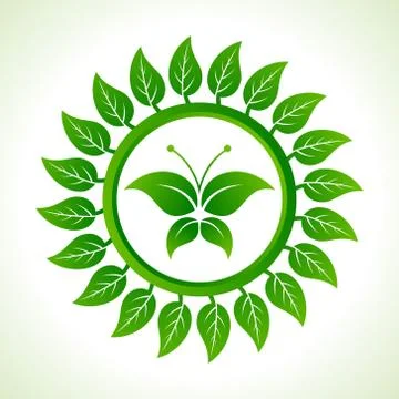 Eco butterfly inside the leaf background stock vector Stock Illustration