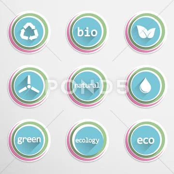 Eco buttons Stock Illustration