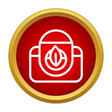 Eco camera with leaf lens on red background Illustrazione stock