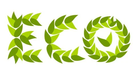 Eco caption project made of green leaves. business concept Stock Illustration