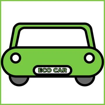 Eco car. Cute green car logo. Ecological transport sign Stock Illustration