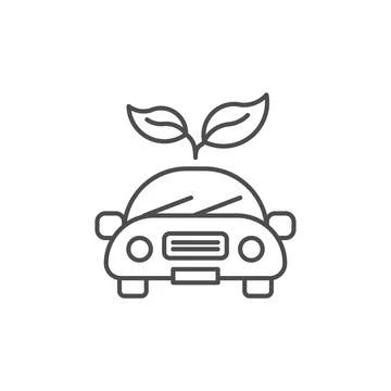 Eco car related vector linear icon Stock Illustration