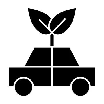 Eco car solid icon. Ecology vehicle vector illustration isolated on white. Eco Stock Illustration