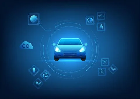Eco car technology background is a technology that saves energy resources a.. 스톡 일러스트